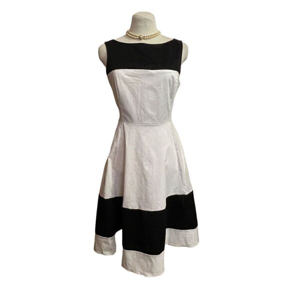 Kate Spade Fit & Flare Black and White Cocktail Dress Size 6 - Picture 1 of 10